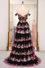 Load image into Gallery viewer, Sparkly Golden A-line Off The Shoulder Tiered Prom Dress with Sequins