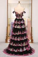 Load image into Gallery viewer, Sparkly Golden A-line Off The Shoulder Tiered Prom Dress with Sequins