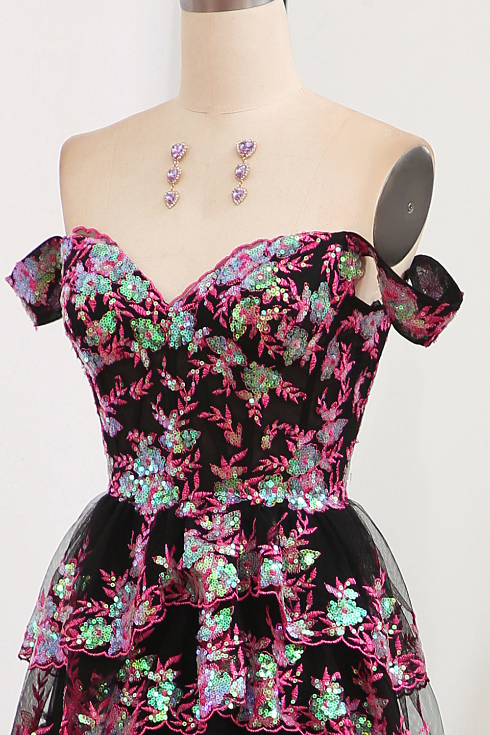 Off-the-shoulder Pleated Corset Dress With Slit Pearl Pink