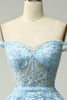 Load image into Gallery viewer, Golden A-line Off The Shoulder Tiered Prom Dress with Sequins