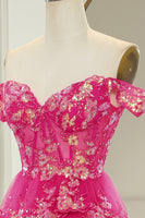 Load image into Gallery viewer, Sparkly Golden A-line Off The Shoulder Tiered Prom Dress with Sequins