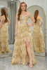Load image into Gallery viewer, Golden A-line Off The Shoulder Tiered Prom Dress with Sequins