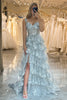 Load image into Gallery viewer, Off the Shoulder Purple Corset Prom Dress with Slit