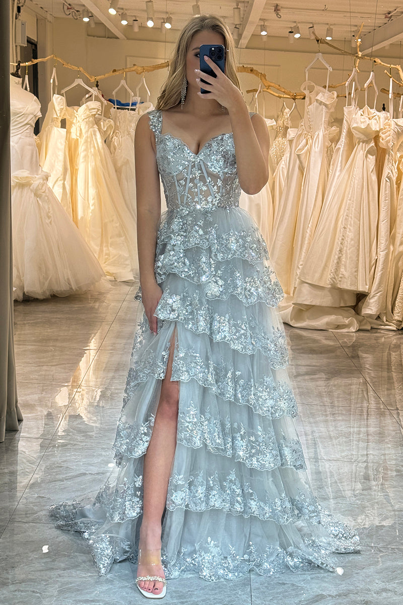 Load image into Gallery viewer, Off the Shoulder Purple Corset Prom Dress with Slit
