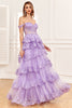 Load image into Gallery viewer, Golden A-line Off The Shoulder Tiered Prom Dress with Sequins