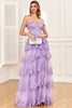 Load image into Gallery viewer, A-line  Off the Shoulder Silver Corset Prom Dress with Split