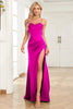 Load image into Gallery viewer, Royal Blue Satin Mermaid Corset Prom Dress with Slit