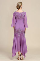 Load image into Gallery viewer, Grey Purple Mermaid Chiffon Mother of the Bride Dress with Lace
