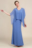 Load image into Gallery viewer, Grey Blue Sparkly Beaded Batwing Sleeves Mother of the Bride Dress