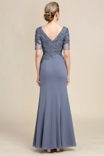 Grey Appliques Mother of Bride Dress