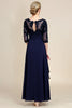 Load image into Gallery viewer, Asymmetrical Navy Mother of Bride Dress with Long Sleeves