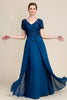 Load image into Gallery viewer, Blue A Line Mother of Bride Dress with Appliques