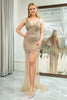 Load image into Gallery viewer, Mermaid V Neck Golden Sequins Long Prom Dress with Open Back