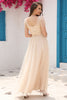 Load image into Gallery viewer, Sequins A Line Tulle Apricot Prom Dress with Lace