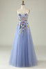 Load image into Gallery viewer, Lavender A Line Strapless Princess Prom Dress with Appliques