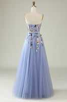 Load image into Gallery viewer, Lavender A Line Strapless Princess Prom Dress with Appliques