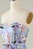 Load image into Gallery viewer, Lavender A Line Strapless Princess Prom Dress with Appliques