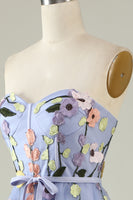 Load image into Gallery viewer, Lavender A Line Strapless Princess Prom Dress with Appliques