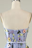 Load image into Gallery viewer, Lavender A Line Strapless Princess Prom Dress with Appliques