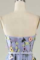 Load image into Gallery viewer, Lavender A Line Strapless Princess Prom Dress with Appliques