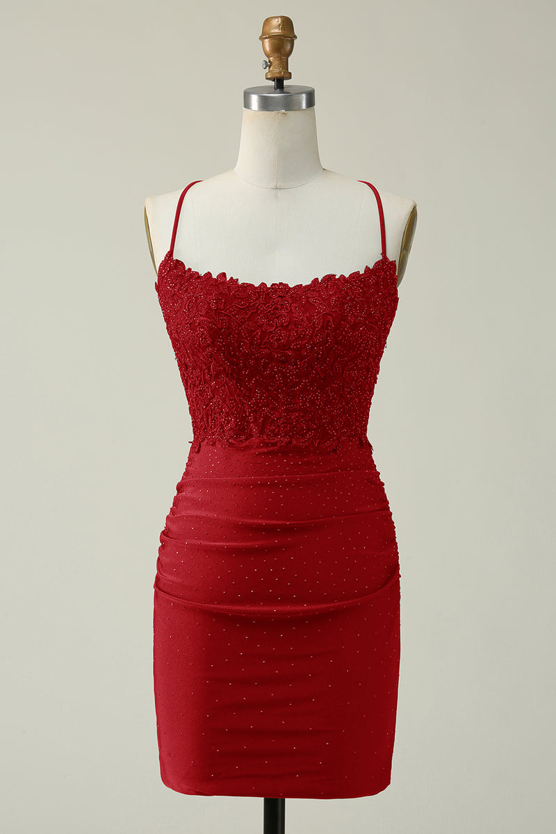 Load image into Gallery viewer, Dark Green Bodycon Short Prom Dress with Beading