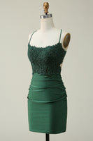 Load image into Gallery viewer, Dark Green Bodycon Short Prom Dress with Beading