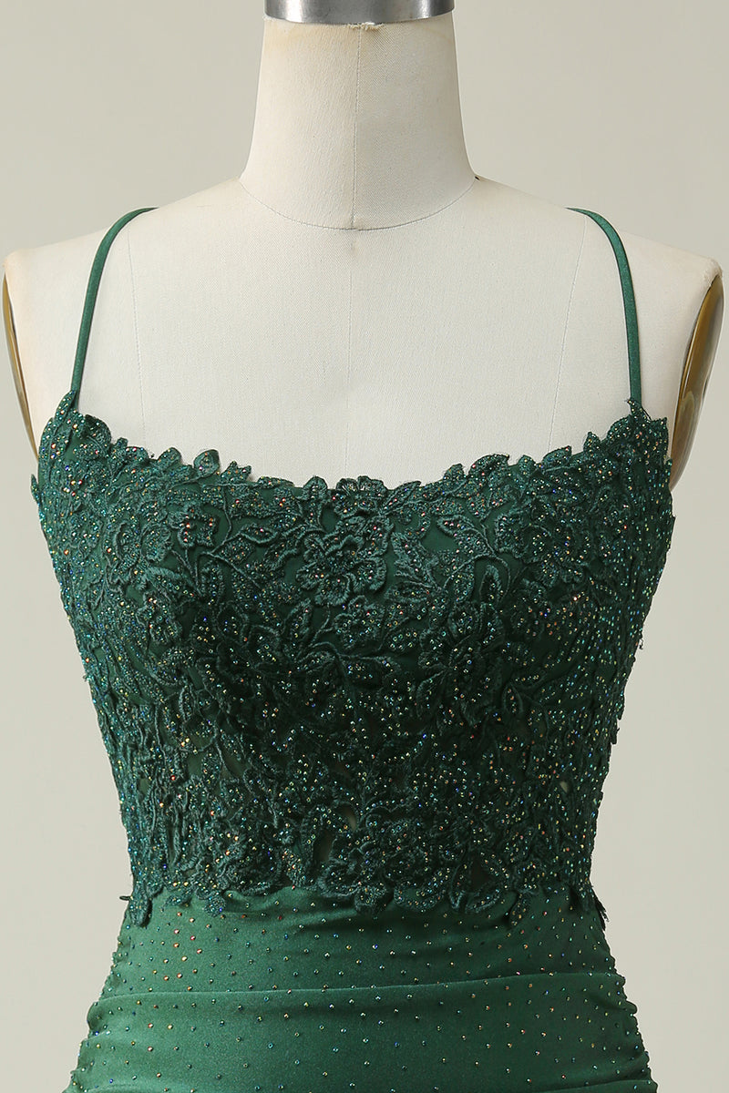 Load image into Gallery viewer, Dark Green Bodycon Short Prom Dress with Beading