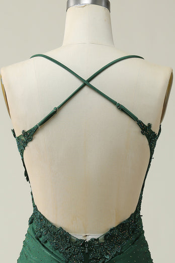 Dark Green Bodycon Short Prom Dress with Beading