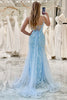 Load image into Gallery viewer, Mermaid Blue Spaghetti Strap Beaded Long Prom Dress