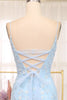 Load image into Gallery viewer, Blue Mermaid Spaghetti Strap Beaded Prom Dress