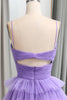 Load image into Gallery viewer, A Line Spaghetti Straps Tulle Long Tiered Prom Dress