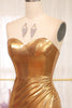Load image into Gallery viewer, Strapless Mermaid Golden Corset Long Prom Dress with Slit