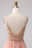 Load image into Gallery viewer, Sparkly Blush Tulle A Line Prom Dress with Beading