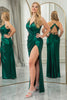 Load image into Gallery viewer, Dark Green Mermaid Spaghetti Straps Long Prom Dress with Open Back