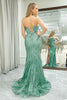 Load image into Gallery viewer, Mermaid Green Spaghetti Straps Sequin Long Prom Dress With Slit