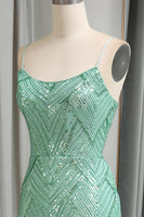 Load image into Gallery viewer, Sparkly Mermaid Spaghetti Straps Sequin Long Prom Dress With Slit