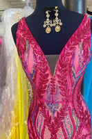 Load image into Gallery viewer, Mermaid Purple Deep V-Neck Long Prom Dress with Sequins