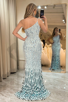 Sparkly Mermaid One Shoulder Sequin Long Prom Dress