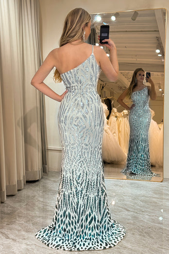 Sparkly Mermaid One Shoulder Sequin Long Prom Dress
