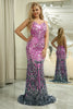 Load image into Gallery viewer, Purple Sparkly Mermaid Long Backless Sequin Prom Dress