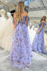 Load image into Gallery viewer, A-line Lavendar Printed Off The Shoulder Prom Dress