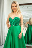 Load image into Gallery viewer, Sparkly A-line Dark Green Strapless Corset Prom Dress