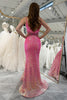 Load image into Gallery viewer, Mermaid Fuchsia Spaghetti Straps Sequin Prom Dress