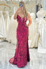 Load image into Gallery viewer, Fuchsia Mermaid Spaghetti Straps Sequin Long Prom Dress with Slit