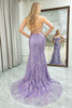 Load image into Gallery viewer, Mermaid Lilac Spaghetti Straps Beaded Long Prom Dress