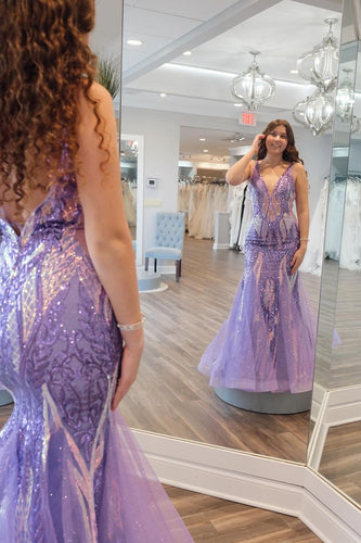 Purple Sparkly Mermaid Prom Dress with Sequins