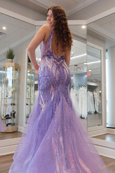 Purple Sparkly Mermaid Prom Dress with Sequins