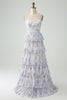 Load image into Gallery viewer, Floral Printed Tiered Long Corset Prom Dress