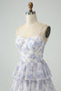 Load image into Gallery viewer, Floral Printed Tiered Long Corset Prom Dress