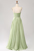 Load image into Gallery viewer, Dusty Sage A Line Cowl Neck Satin Long Prom Dress with Pleated